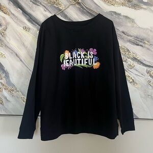 Graphic Sweatshirt Black is Beautiful  Floral XXL Pullover Casual Boho Cozy
